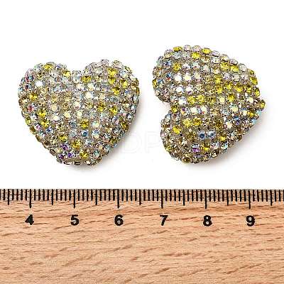 Sparkling Acrylic Heart Beads with Rhinestone Embellishment OACR-NH0001-02B-05-1