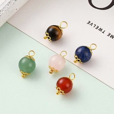 Natural Lapis Lazuli & Red Agate & Green Aventurine & Rose Quartz & Tiger Eye Pendants PALLOY-JF00580-1
