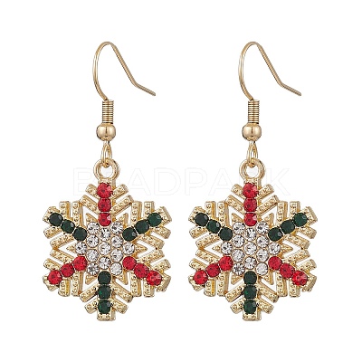 Christmas Alloy Rhinestone Dangle Earrings EJEW-JE06121-02-1