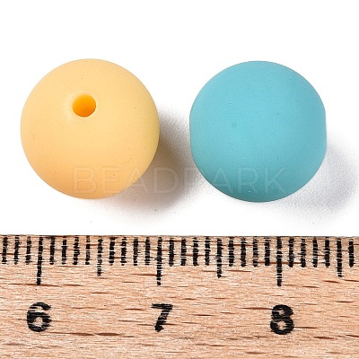 Rubberized Style Imitated Silicone Acrylic Beads MACR-T048-01B-10-1