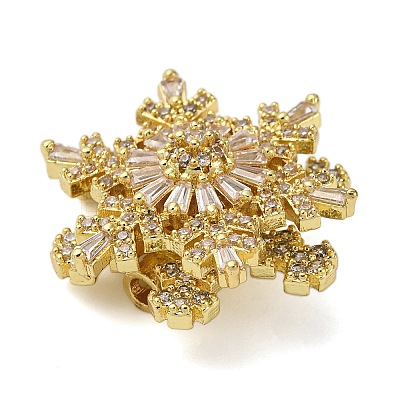 Brass Micro Pave Cubic Zirconia Beads KK-D378-19G-01-1