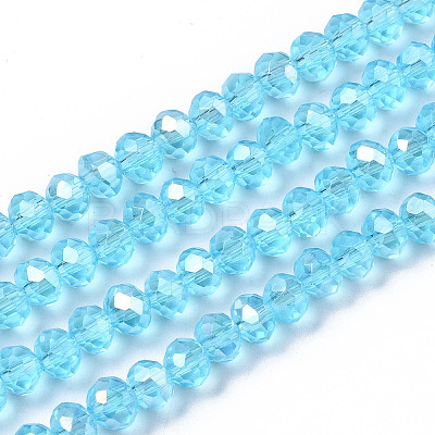 Electroplate Glass Beads Strands X-EGLA-A034-T4mm-B14-1