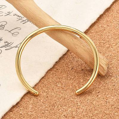 Ion Plating(IP) 304 Stainless Steel Simple Thin Cuff Bangles BJEW-P296-02G-1