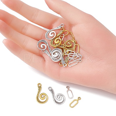 20Pcs 2 Colors Tibetan Style Alloy Hook and Eye Clasps FIND-YW0003-89-1