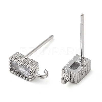 Brass Micro Pave Cubic Zirconia Studs Earrings Finding KK-K364-01P-1