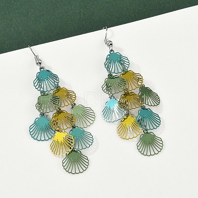 430 Stainless Steel Shell Shape Dangle Earrings EJEW-A137-03P-04-1
