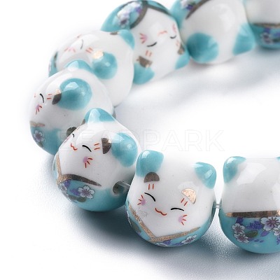 Handmade Printed Porcelain Beads PORC-M003-08G-1