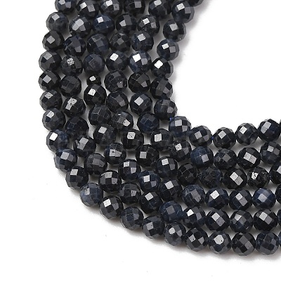 Natural Black Sapphire Beads Strands G-P625-3mm-01-1