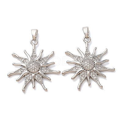 Brass Micro Pave Clear Cubic Zirconia Pendants CU-CBA2907-03A-P-1