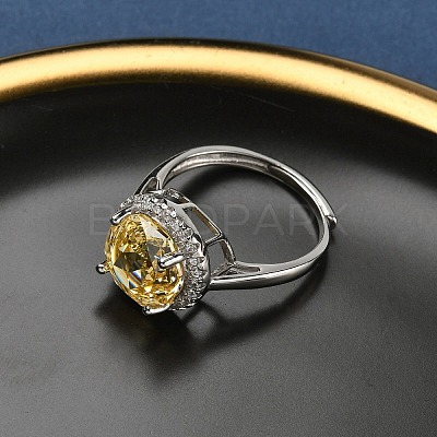 925 Sterling Silver Micro Pave Cubic Zirconia Finger Rings RJEW-B134-01B-01-1