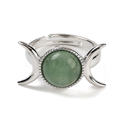 Natural Green Aventurine Adjustable Rings RJEW-K271-01P-12-1