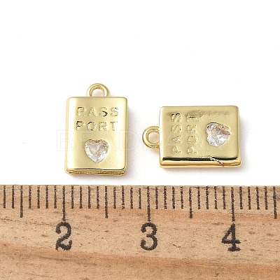 Rack Plating Brass Micro Pave Cubic Zirconia Pendants KK-P290-55G-1