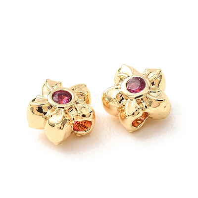 Brass Pave Cubic Zirconia Spacer Beads KK-F942-26G-03-1