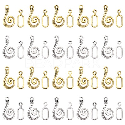 20Pcs 2 Colors Tibetan Style Alloy Hook and Eye Clasps FIND-YW0003-89-1