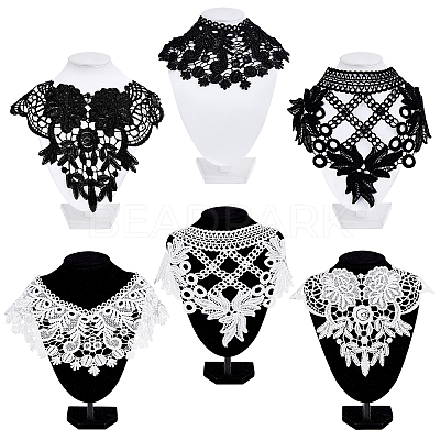6Pcs 6 Style Milk Silk Embroidered Floral Lace Collar DIY-GF0005-42-1