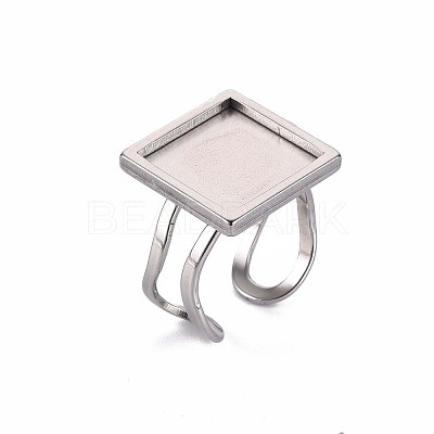 Non-Tarnish 201 Stainless Steel Cuff Pad Ring Settings X-STAS-S080-041C-P-1