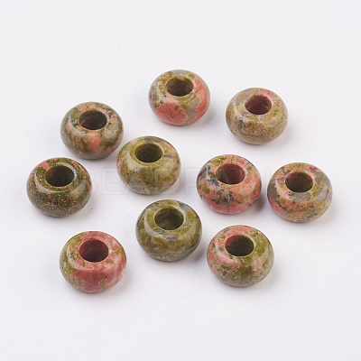 Natural Unakite European Beads G-G740-14x8mm-16-1
