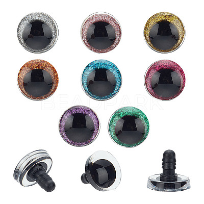 32 Sets 8 Colors Glitter Plastic Craft Doll Eyes KY-HY0001-13B-1