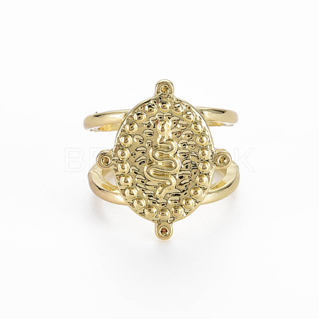 Oval with Snake Pattern Rack Plating Alloy Cuff Rings RJEW-Q163-023A-RS-1