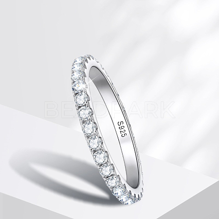 Rhodium Plated 925 Sterling Silver Moissanite Finger Rings for Women WG76D6D-06-1