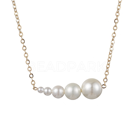 Shell Pearl Pendant Necklaces NJEW-TA00131-1