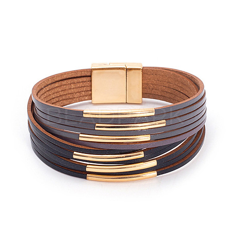 Two Tone Imitation Leather Multi-strand Bracelets for Women WGE2A7B-08-1