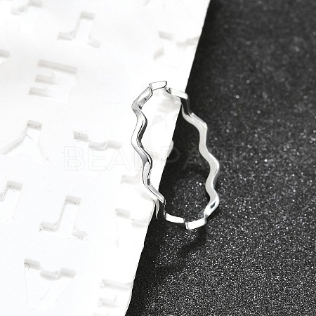 Anti-Tarnish Rhodium Plated 925 Sterling Silver Minimalist Wave Finger Ring for Women JR873A-1