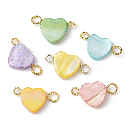Natural Freshwater Shell Dyed Connector Charms PALLOY-JF02244-01-1