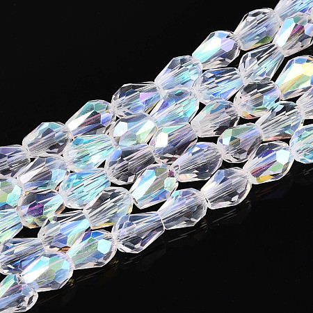 Transparent Electroplate Glass Beads Strands EGLA-N023-6x8mm-A01-1