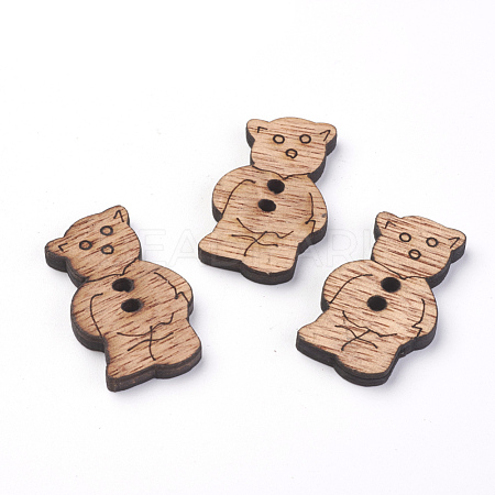 2-Hole Wooden Sewing Buttons X-WOOD-S037-055-1