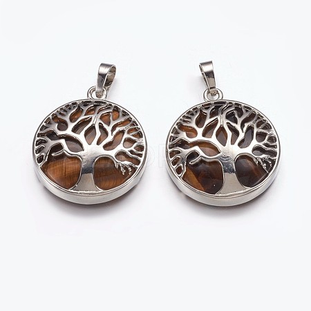 Natural Tiger Eye Pendants G-E449-C05-1