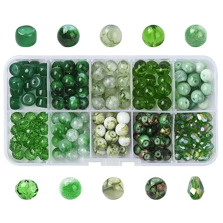 210Pcs 10 Styles Baking Paint Glass Beads Strands DGLA-YW0001-50-1