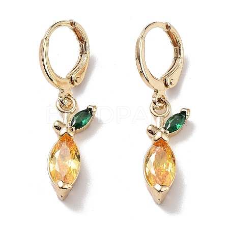 Real 18K Gold Plated Brass Dangle Leverback Earrings EJEW-L269-039G-1