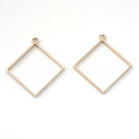 Rack Plating Alloy Rhombus Open Back Bezel Pendants LS-PALLOY-S047-22E-FF-1