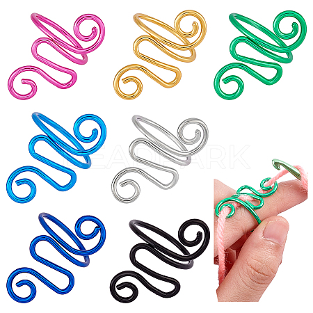 7Pcs 7 Colors Iron Yarn Guide Finger Holders AJEW-PH0011-76-1