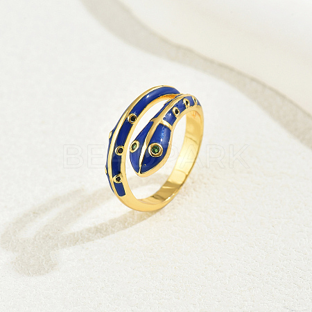 Brass Cubic Zirconia Snake Rings for Women RM7588-3-1