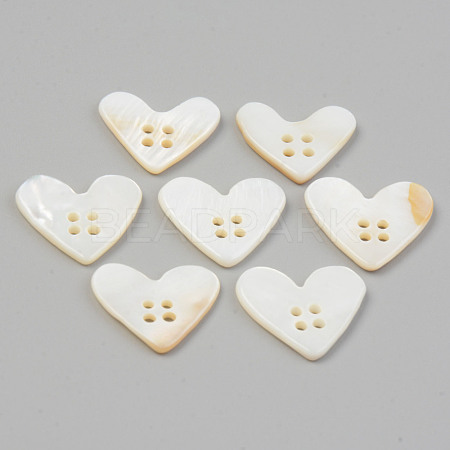 Natural 4-Hole Freshwater Shell Buttons BUTT-T011-02-1