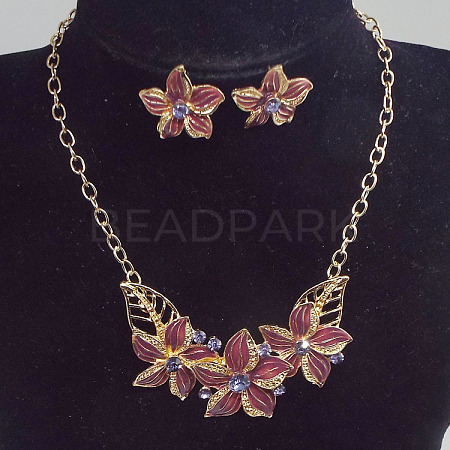 Alloy Rhinestone & Enamel Earrings & Necklaces Sets FS-WG43F39-02-1