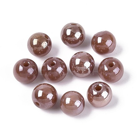 Electroplate Round Glass Beads Strands EGLA-T029-07C-1