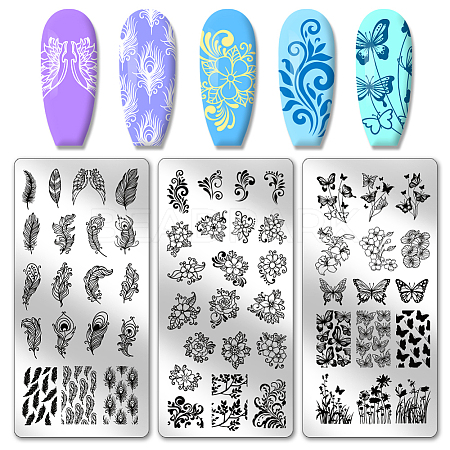 Stainless Steel DIY Nail Art Templates MRMJ-WH0092-035-1