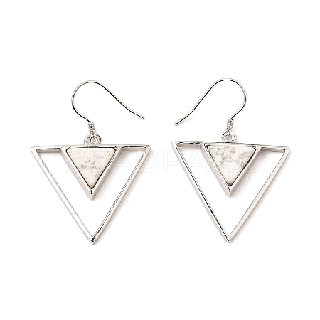 Natural Howlite Triangle Dangle Earrings EJEW-Z024-10A-P-1