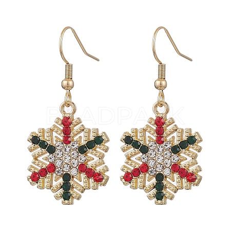Christmas Alloy Rhinestone Dangle Earrings EJEW-JE06121-02-1