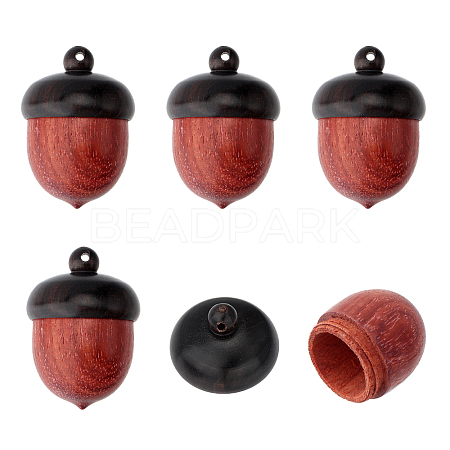 Wooden Acorn Box Jewelry Pendants WOOD-WH0025-80-1