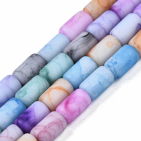Opaque Baking Painted Crackle Glass Beads Strands FGLA-T004-01I-1