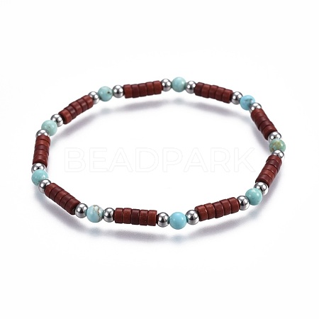 Natural & Synthetic Turquoise(Dyed) Stretch Bracelets BJEW-JB04125-1