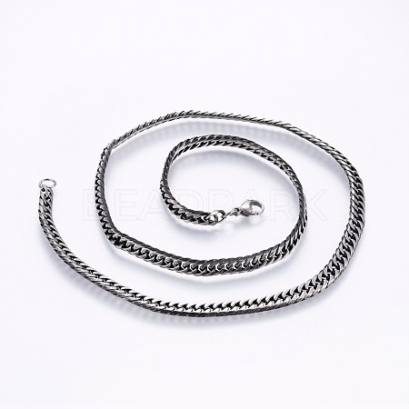 Men's 304 Stainless Steel Curb Chain Necklaces NJEW-O102-04AS-1