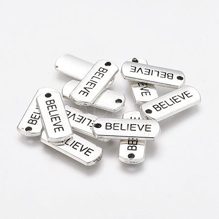 Tibetan Style Alloy Rectangle with Word Believe Pendants LS-TIBEP-Q043-066-RS-1