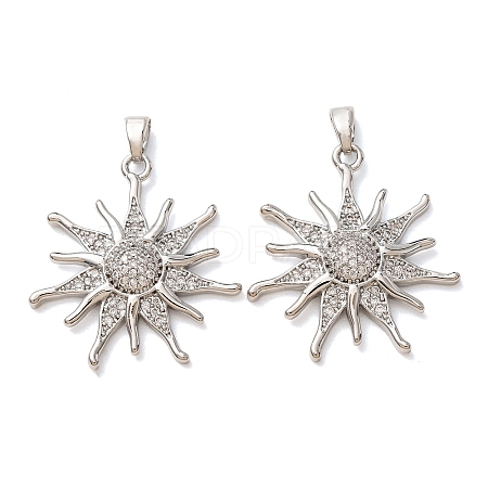 Brass Micro Pave Clear Cubic Zirconia Pendants CU-CBA2907-03A-P-1