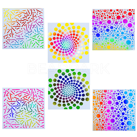 Gorgecraft 6Pcs 3 Styles Square Mandala PET Plastic Hollow Out Drawing Painting Stencils Templates DIY-GF0008-54-1