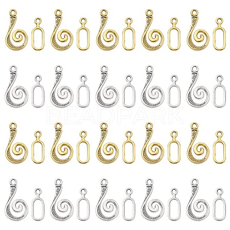 20Pcs 2 Colors Tibetan Style Alloy Hook and Eye Clasps FIND-YW0003-89-1